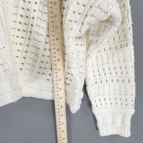 NWT ELIE. ELIE TAHARI Eyelet Knit Pullover Sweater Ivory‎ 100% Cotton Size LARGE - Picture 6 of 15